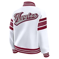 Women's WEAR by Erin Andrews White/Maroon Texas A&M Aggies Satin Stitch Full-Snap Fleece Sweatshirt Jacket