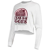 T-shirt Femme Texas A&M Aggies Retro Campus Crop à Manches Longues Blanc