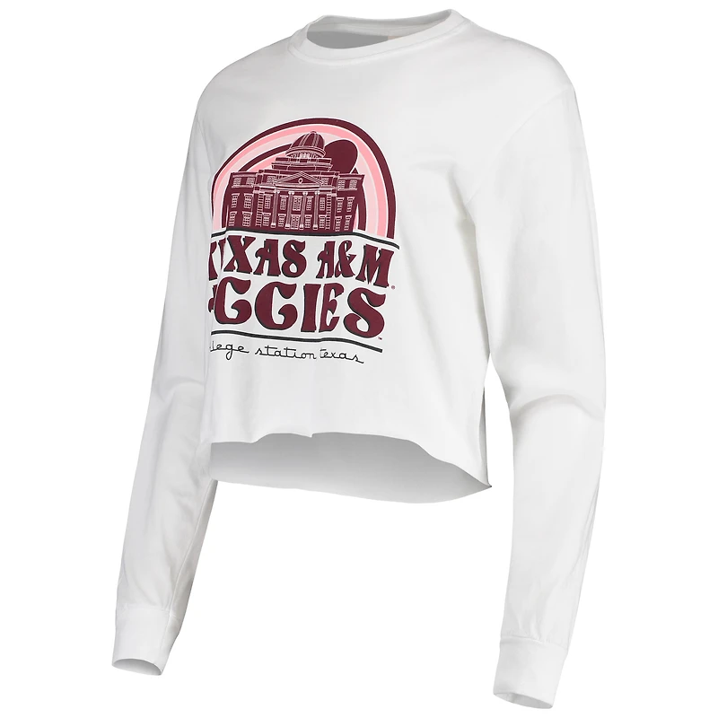 Women's White Texas A&M Aggies Retro Campus Crop Long Sleeve T-Shirt