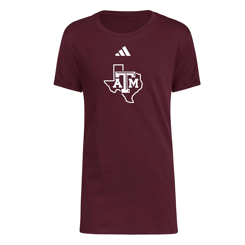 Youth adidas  Maroon Texas A&M Aggies 2023 Sideline Locker Room Logo Fresh T-Shirt