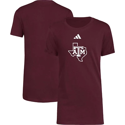 Youth adidas  Maroon Texas A&M Aggies 2023 Sideline Locker Room Logo Fresh T-Shirt