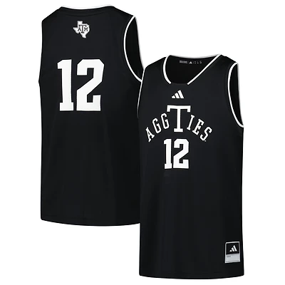 Maillot réplique alternatif Swingman noir pour jeunes adidas #12 Texas A&M Aggies