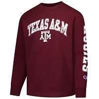 T-shirt à manches longues avec logo vieilli Texas A&M Aggies Champion des jeunes Maroon