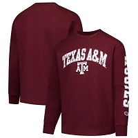 T-shirt à manches longues avec logo vieilli Texas A&M Aggies Champion des jeunes Maroon