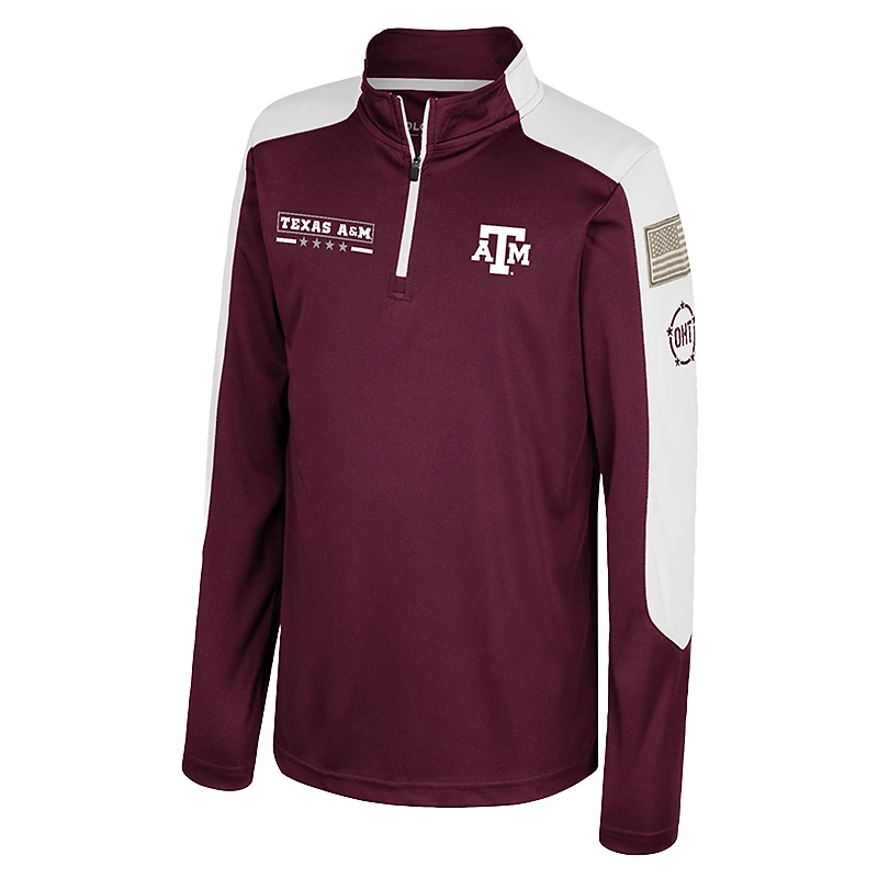 Youth Colosseum  Maroon Texas A&M Aggies OHT Military Appreciation Cyclone Quarter-Zip Windshirt