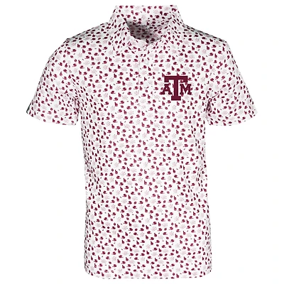 Polo imprimé intégral Earnest des Texas A&M Aggies pour jeunes Garb blanc