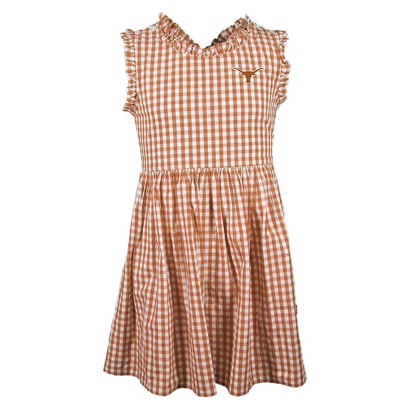 Robe à carreaux Alora sans manches Texas Longhorns Orange pour petite fille