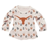 Girls Infant Wes & Willy Oatmeal Texas Longhorns Ruffle Raglan Long Sleeve T-Shirt Leggings Set