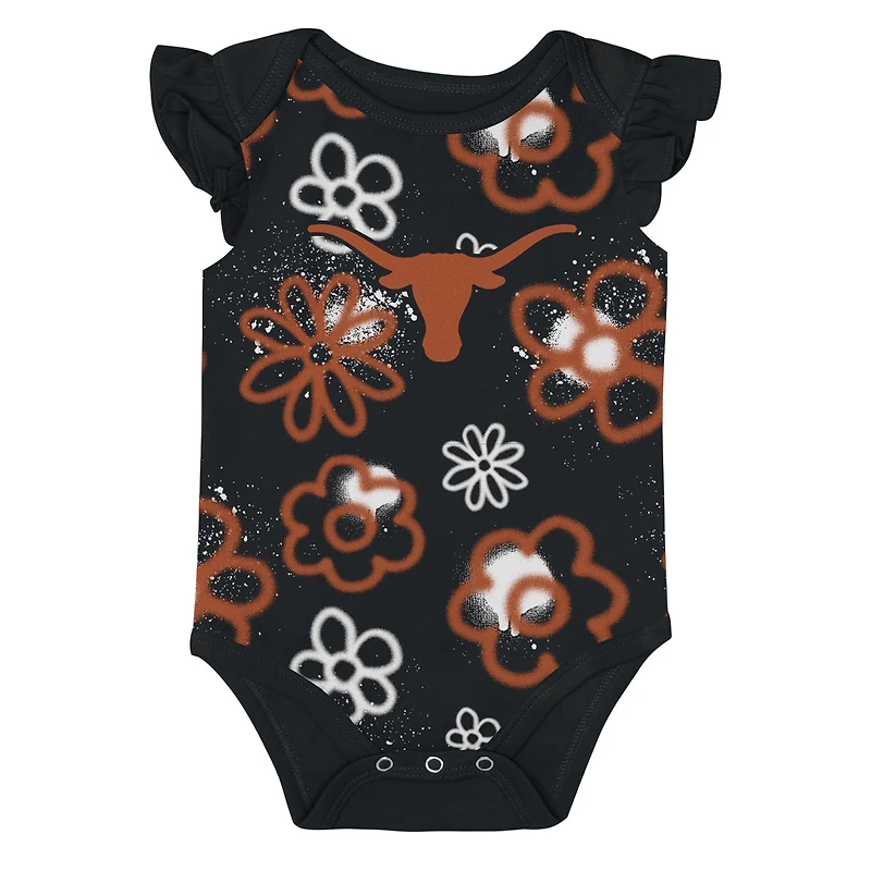 Girl's Newborn and Infant Outerstuff Texas Orange/Black Longhorns Little Sunshine Two-Piece Bodysuit Set