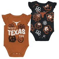 Girl's Newborn and Infant Outerstuff Texas Orange/Black Longhorns Little Sunshine Two-Piece Bodysuit Set