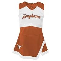 Ensemble deux pièces avec robe pull et bloomer Texas Longhorns Cheer Captain pour filles d'âge préscolaire orange/blanc