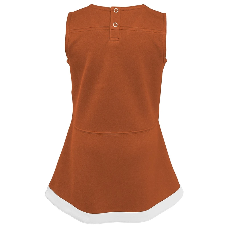 Ensemble deux pièces avec robe pull et bloomer Texas Longhorns Cheer Captain pour filles d'âge préscolaire orange/blanc