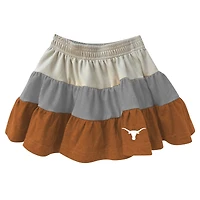 Girls Toddler Wes & Willy Tan Texas Longhorns Tri-Blend Sleeveless Full-Zip Hoodie Tiered Skirt Set