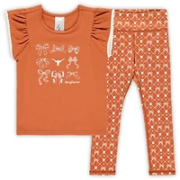 Girls Toddler ZooZatz Burnt Orange Texas Longhorns Tri-Blend Bow Legging and Shirt Set