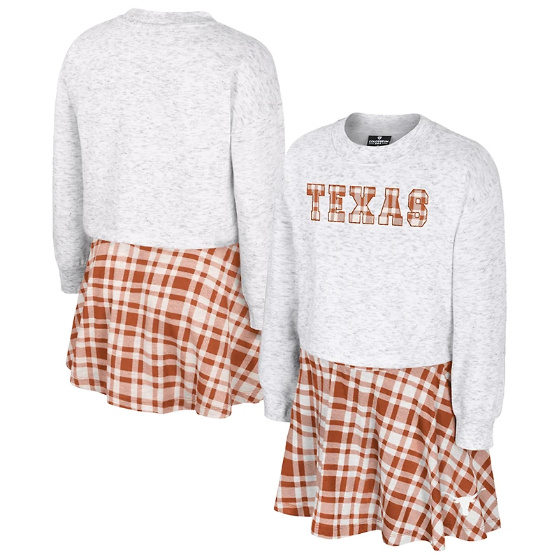 Girls Youth Colosseum Gray Texas Longhorns Marceline Plaid Skirt and Top Set