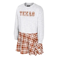 Girls Youth Colosseum Gray Texas Longhorns Marceline Plaid Skirt and Top Set