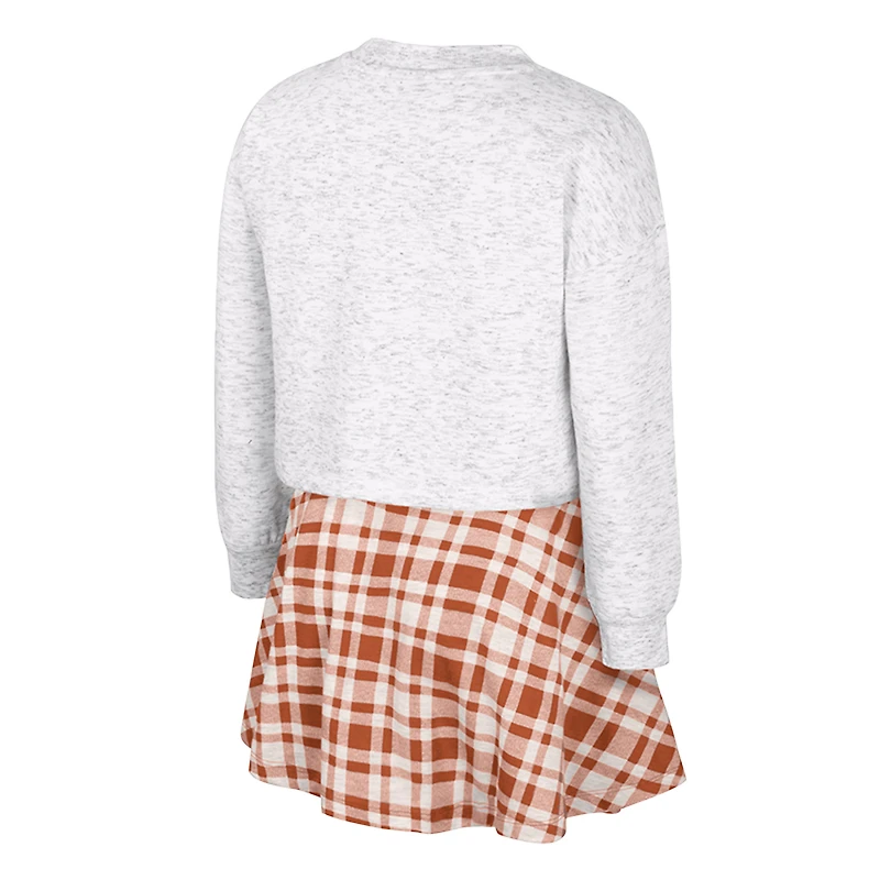 Girls Youth Colosseum Gray Texas Longhorns Marceline Plaid Skirt and Top Set