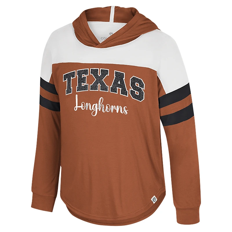 T-shirt à manches longues et capuche réfléchissant pour jeunes filles Colosseum Texas Orange Longhorns
