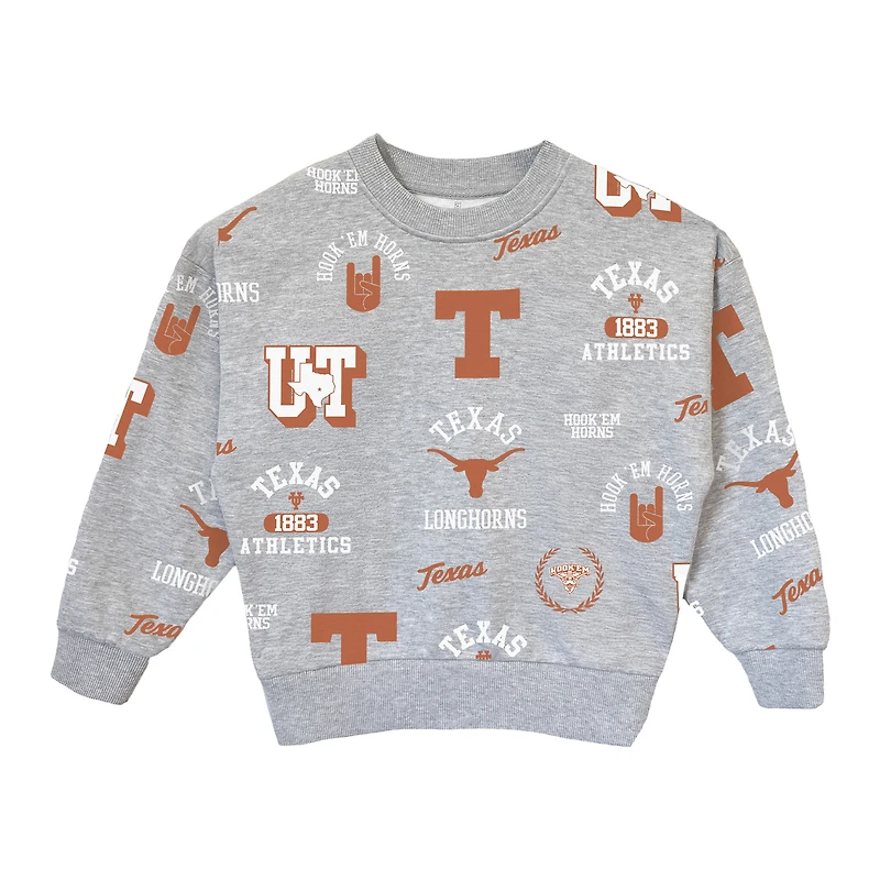 Girls Youth Gameday Couture  Heather Gray Texas Longhorns Always On Repeat Pullover Sweatshirt