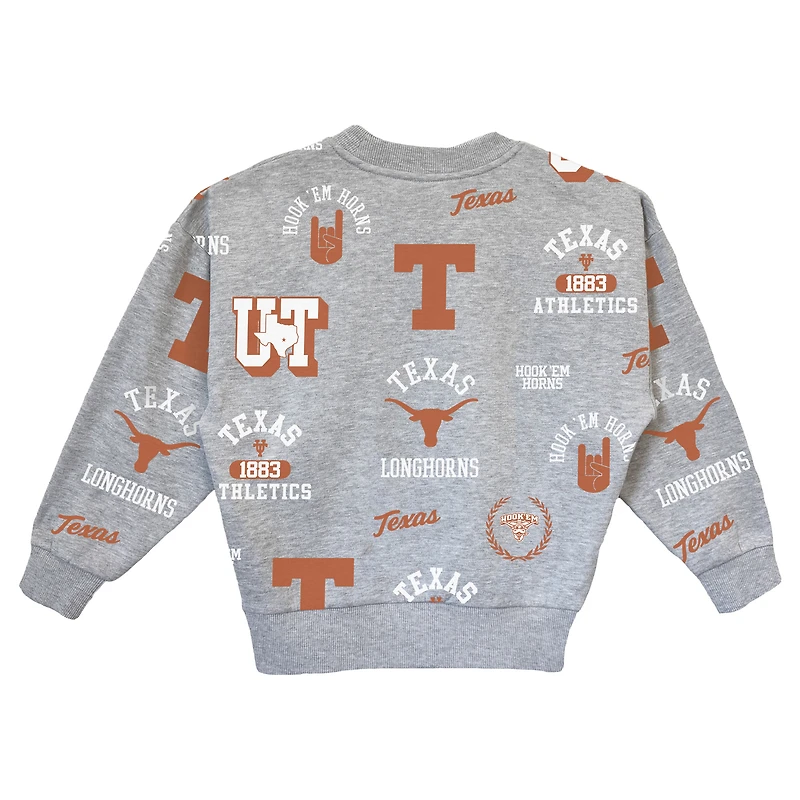 Girls Youth Gameday Couture  Heather Gray Texas Longhorns Always On Repeat Pullover Sweatshirt