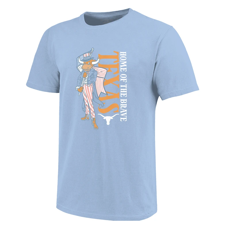 Girls Youth Light Blue Texas Longhorns Americana Mascot Flag T-Shirt
