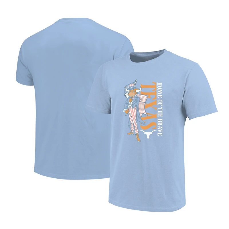 Girls Youth Light Blue Texas Longhorns Americana Mascot Flag T-Shirt