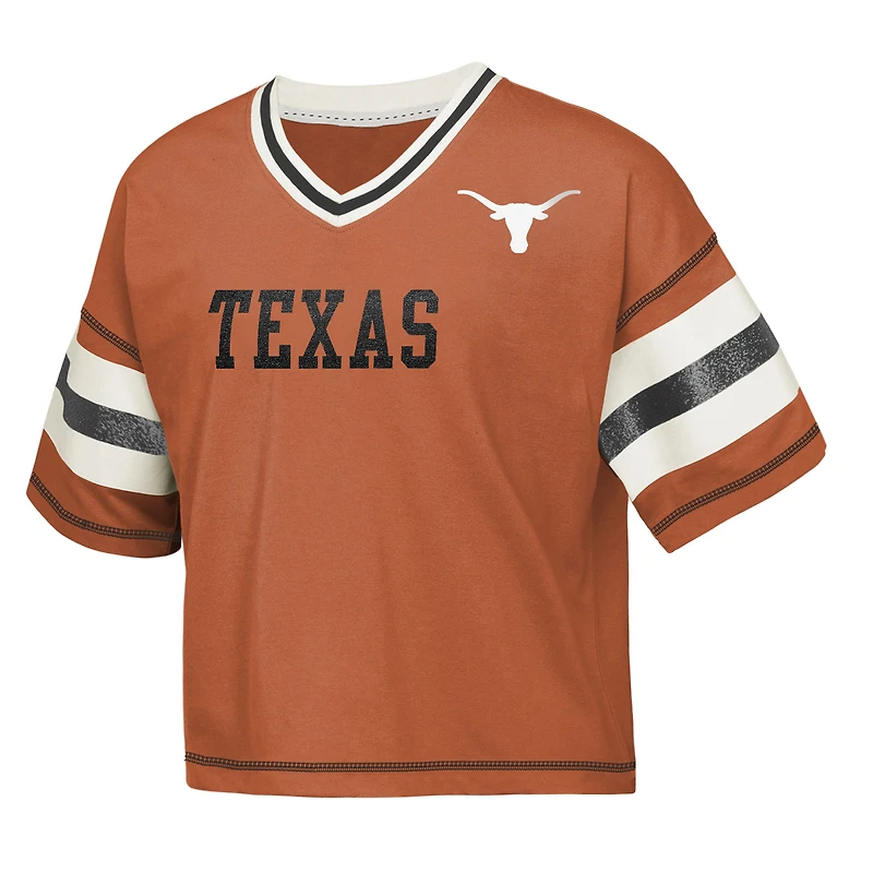 Girls Youth Outerstuff Texas Orange Longhorns Gridiron Jersey V-Neck T-Shirt