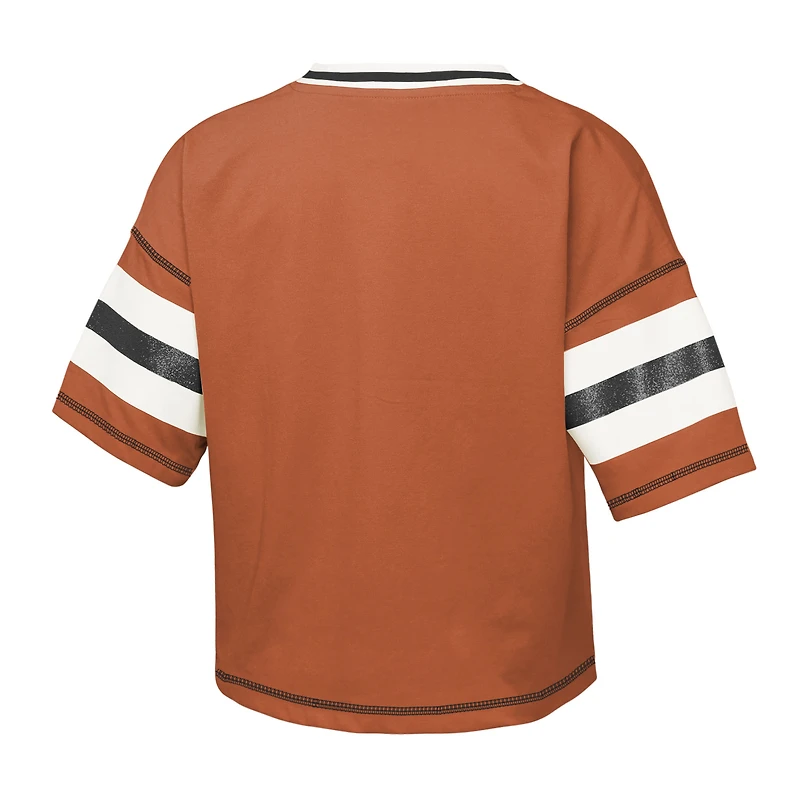 Girls Youth Outerstuff Texas Orange Longhorns Gridiron Jersey V-Neck T-Shirt