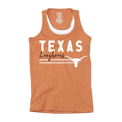 Girls Youth Wes & Willy  Texas Orange Longhorns Racerback Tank Top