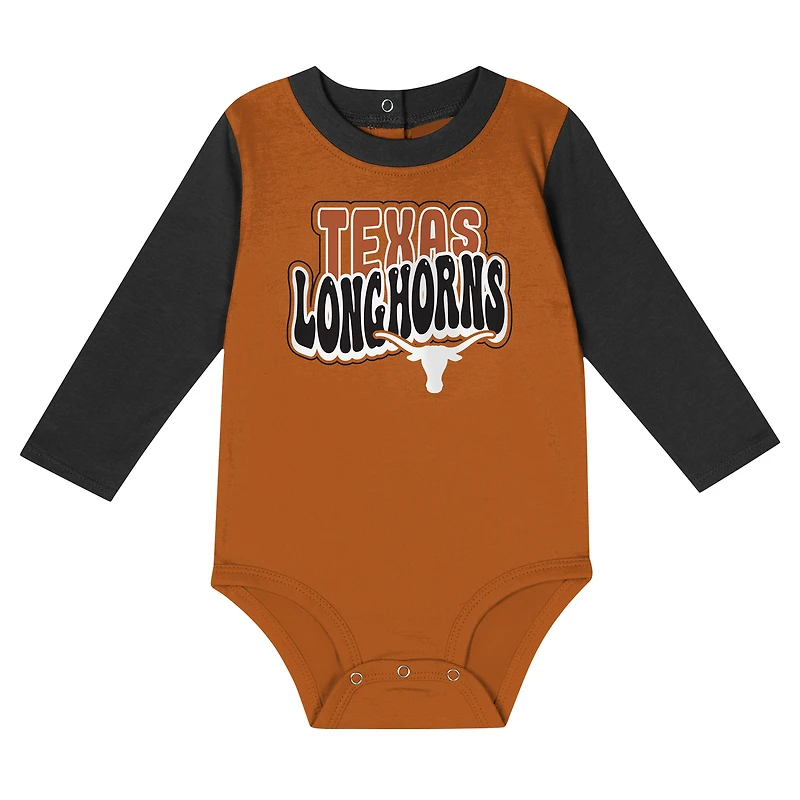 Infant Black Texas Longhorns Double Up Long Sleeve Bodysuit & Pant Set