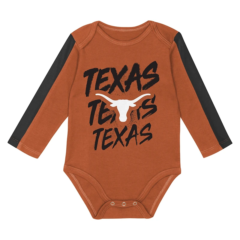Ensemble 3 pièces body et pantalon double duvet Texas Longhorns orange/noir pour bébé Outerstuff