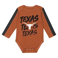 Ensemble 3 pièces body et pantalon double duvet Texas Longhorns orange/noir pour bébé Outerstuff