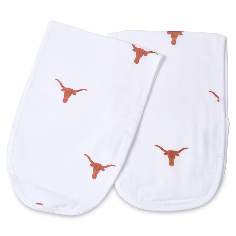 Ensemble de 2 bavoirs en mousseline pour bébé Three Little Anchors Texas Longhorns
