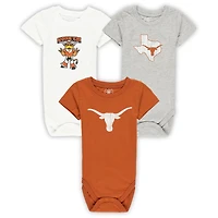 Ensemble de trois bodies pour bébé Wes & Willy Texas Longhorns