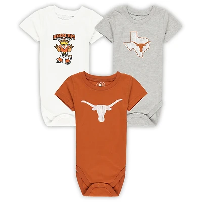 Infant Wes & Willy  Texas Longhorns Three-Pack Bodysuit Set