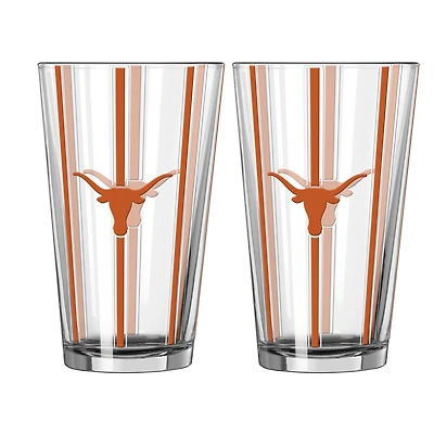 Logo Brands Texas Longhorns Two-Piece 16oz. Striped Pint Glass Set