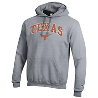 Men's Champion  Heather Gray Texas Longhorns Arch Over Logo Pullover Hoodie