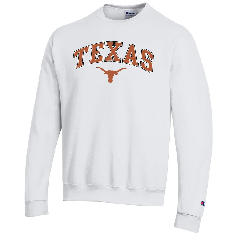 Men's Champion  White Texas Longhorns Arch Over Logo Pullover Sweatshirt