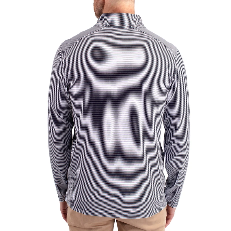Pull à col zippé Cutter & Buck Navy Texas Longhorns Virtue Micro Stripe DryTec pour homme