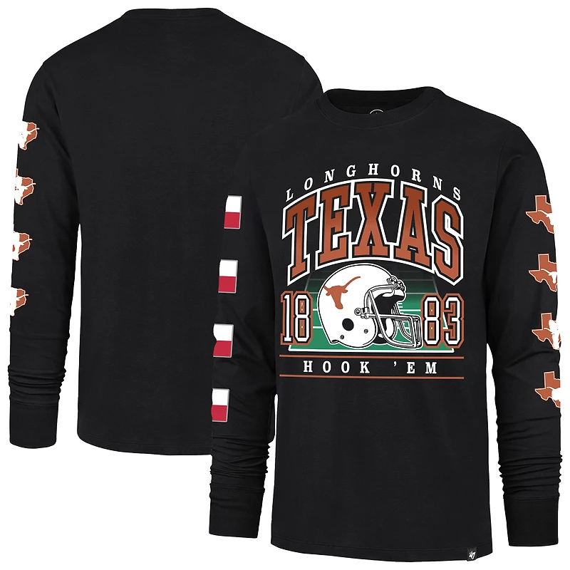 Men's '47  Black Texas Longhorns Go Big Long Sleeve T-Shirt