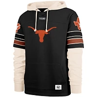 Men's '47  Black Texas Longhorns Split Zone Cornerback Lacer Pullover Hoodie