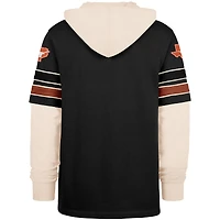 Men's '47  Black Texas Longhorns Split Zone Cornerback Lacer Pullover Hoodie