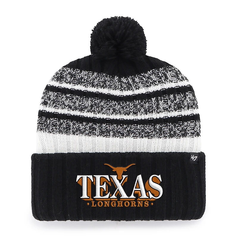 Bonnet à revers pour homme, modèle '47, noir, Texas Longhorns Tavern, avec pompon