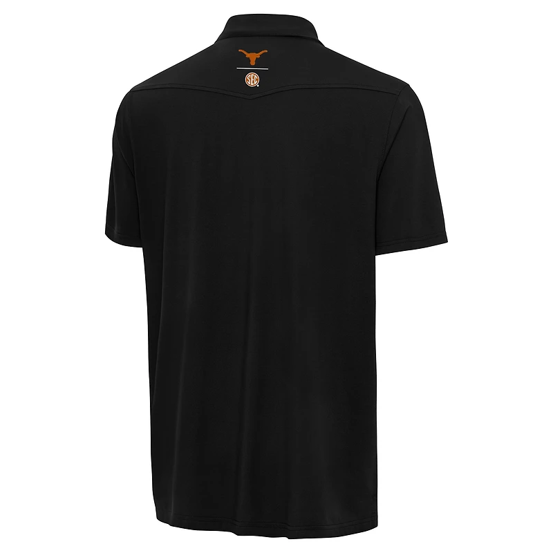 Polo western SEC Texas Longhorns d'Antigua pour hommes, noir