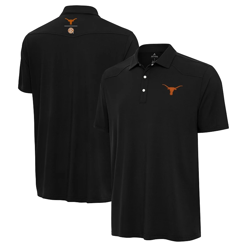 Polo western SEC Texas Longhorns d'Antigua pour hommes, noir
