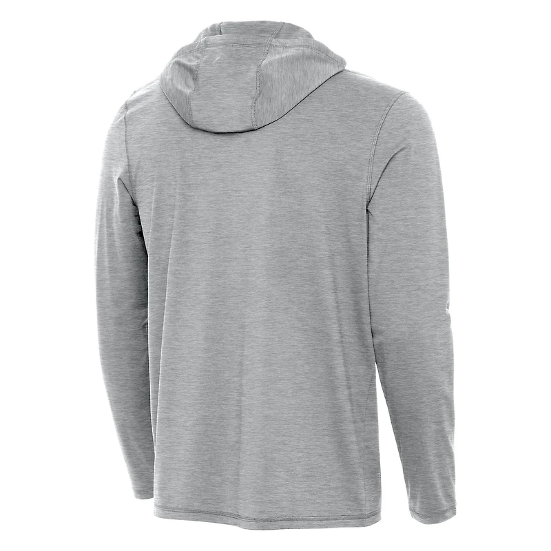 Sweat à capuche avec fermeture éclair sur un quart de longueur pour hommes, Antigua Heather Grey Texas Longhorns SEC Tidy
