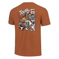 T-shirt homme Texas Longhorns orange brûlé, mascotte dessinée, couleurs confortables