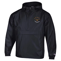 Veste coupe-vent à capuche pliable demi-zip Champion Black Texas Longhorns pour homme