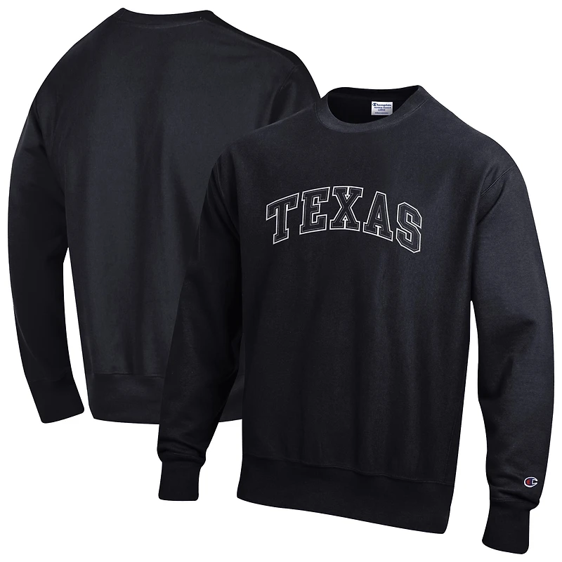 Men's Champion Black Texas Longhorns Reverse Weave Crewneck Sweatshirt