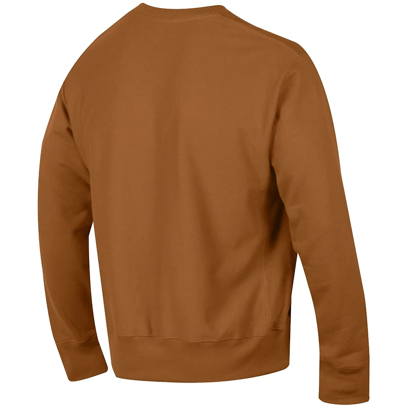 Men's Champion Burnt Orange Texas Longhorns Relaxed Fit Arch Reverse Weave Pullover Sweatshirt